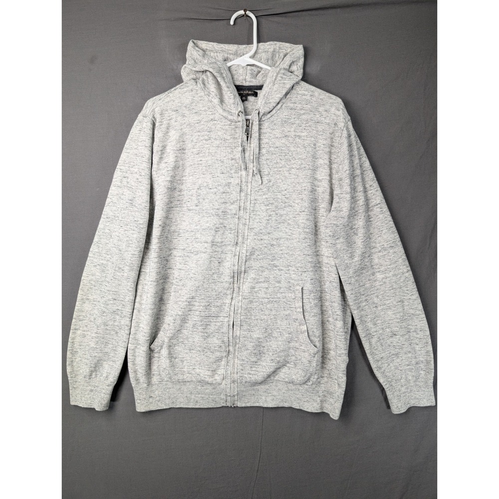 Banana Republic Mens Gray Full Zip Knit‎ Hoodie Sweater Size XL Heathered 5901